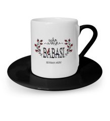 Kişiye Özel Yılın En İyi Babası Siyah Türk Kahvesi Fincanı - 3