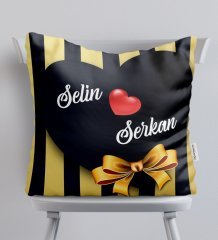 Kişiye Özel İsimli Kalp Desenli Beyaz Yastık-4