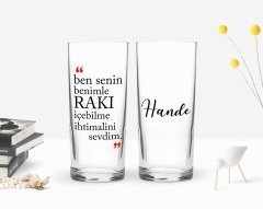 Kişiye Özel Renkli Baskılı Rakı İçebilme İhtimali Tasarımlı İkili Rakı Bardağı Seti-1