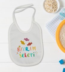 BK Kids Bayram Şekeri Tasarımlı Bebek Body Zıbın ve Mama Önlüğü Hediye Seti - Model 1