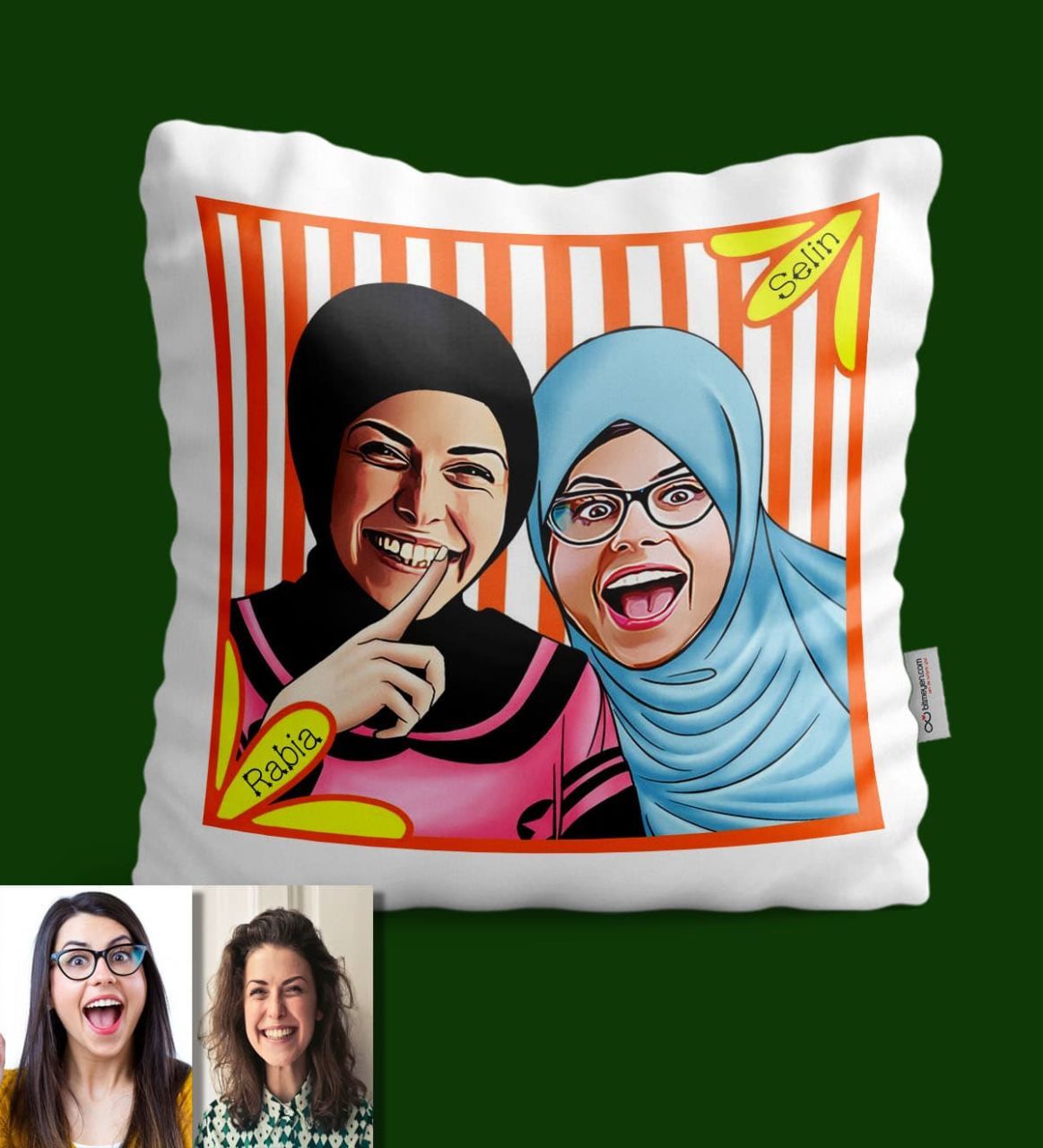 Kişiye Özel Türbanlı Karikatürlü Yastık 37767