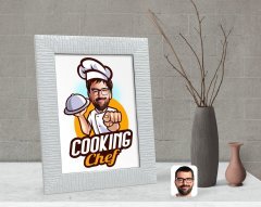 Kişiye Özel Erkek Chef Karikatürlü Dekoratif Çerçeve-15
