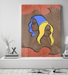 BK Home Woman Line Tasarımlı Kanvas Tablo 50x70cm-3