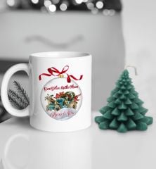 Yılbaşı Hediyesi BK Gift Kişiye Özel Yeni Yıl Tasarımlı Beyaz Kupa Bardak ve Kokulu Çam Ağacı Mum Hediye Seti-1, Sevgiliye Hediye, Arkadaşa Hediye
