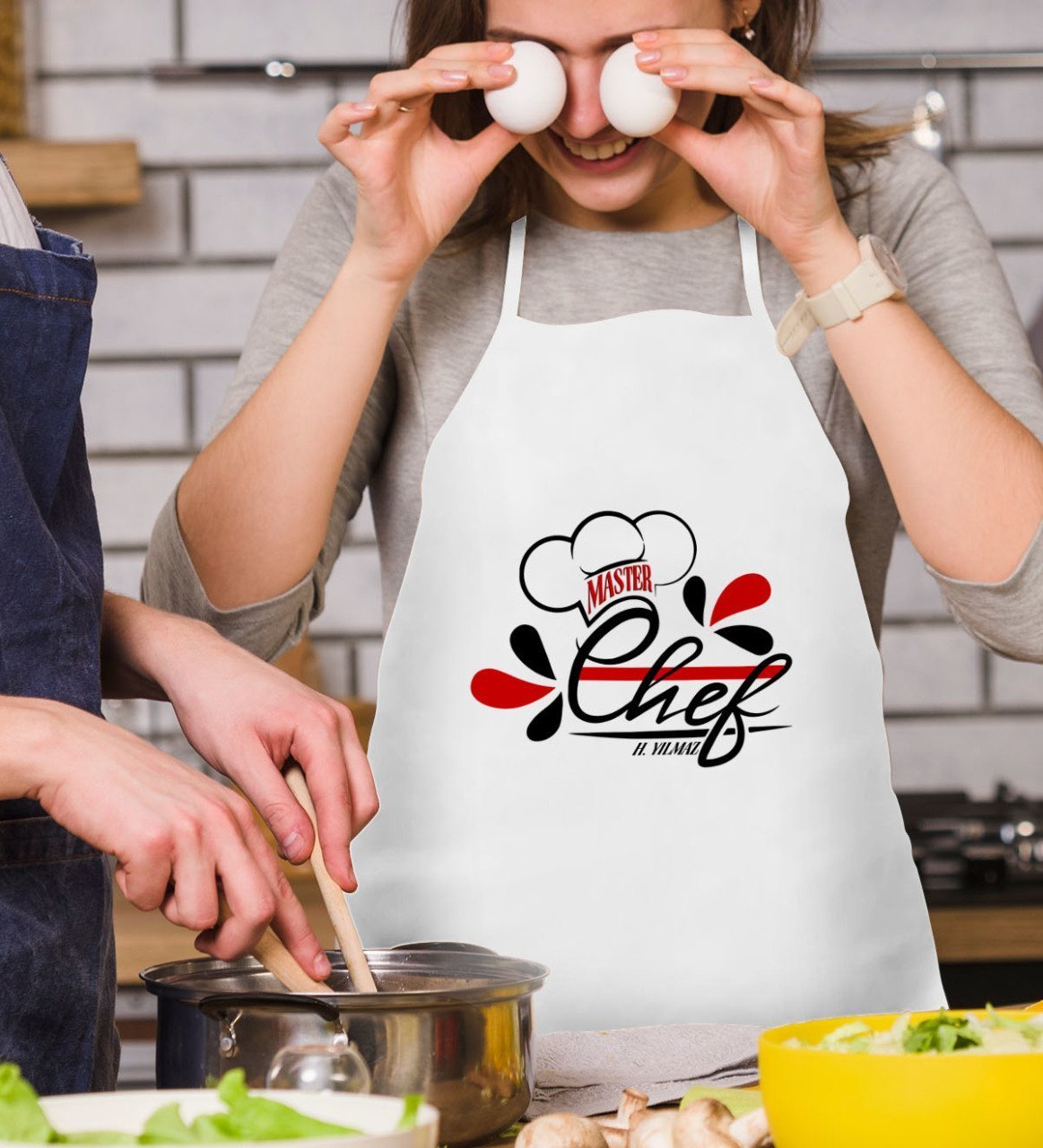 Kişiye Özel Master Chef Beyaz Mutfak Önlüğü - 4