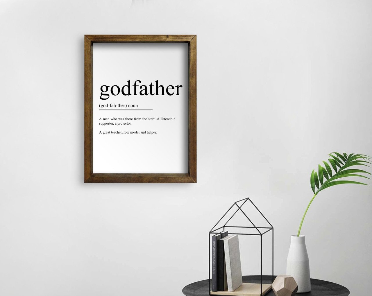 BK Home Godfather Baba Tasarımlı Doğal Masif Ahşap Çerçeveli Tablo 45x65cm-6