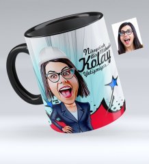 Kişiye Özel Bayan Mühendis Karikatürlü Siyah Kupa Bardak - 1
