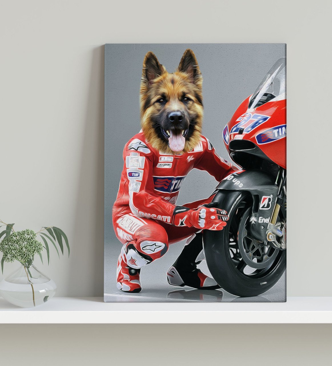 Evcil Dostlara Özel MotoGP Tasarımlı Portre Kanvas Tablo 30x50cm-3