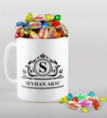 Kişiye Özel İsimli Kupa ve Haribo Fruitbons Şeker Hediye Seti-12