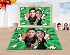 Kişiye Özel Sevgililer Karikatürlü 1000 Parça Profesyonel Puzzle-18