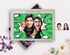 Kişiye Özel Sevgililer Karikatürlü 1000 Parça Profesyonel Puzzle-18