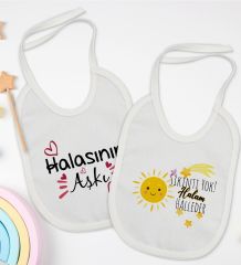 BK Kids Hala Tasarımlı 2’li Beyaz Mama Önlüğü-2