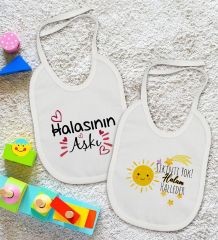 BK Kids Hala Tasarımlı 2’li Beyaz Mama Önlüğü-2