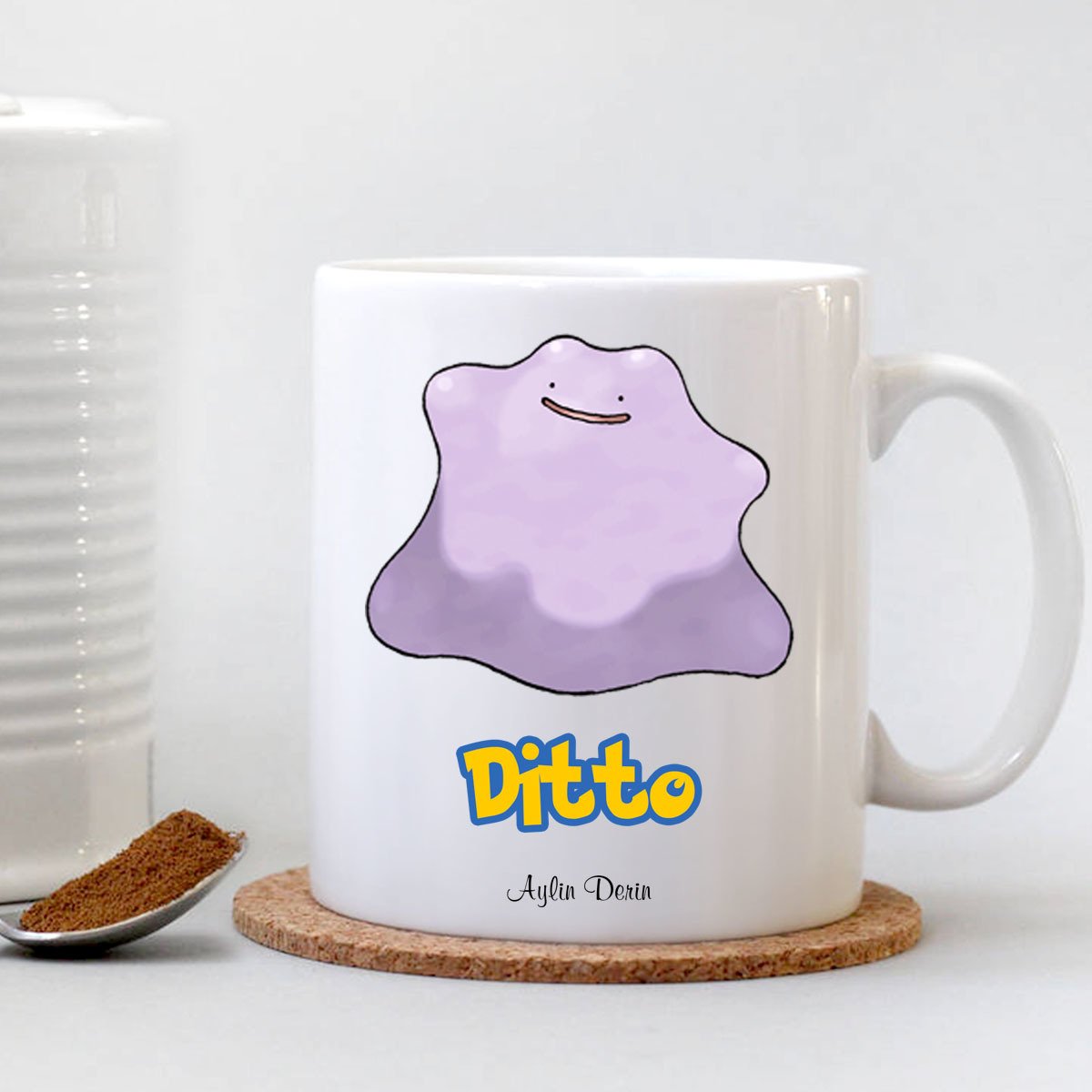 Kişiye Özel Pokemon Ditto Beyaz Kupa Bardak