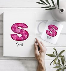 Kişiye Özel Harf Tasarımlı Beyaz Defter ve Kupa Hediye Seti-20