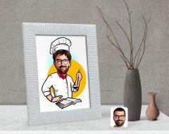 Kişiye Özel Erkek Chef Karikatürlü Dekoratif Çerçeve-12