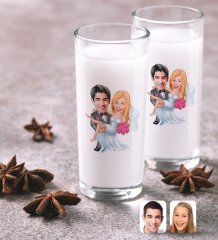 Kişiye Özel Evleniyoruz Karikatürlü İkili Rakı Bardağı Seti-9