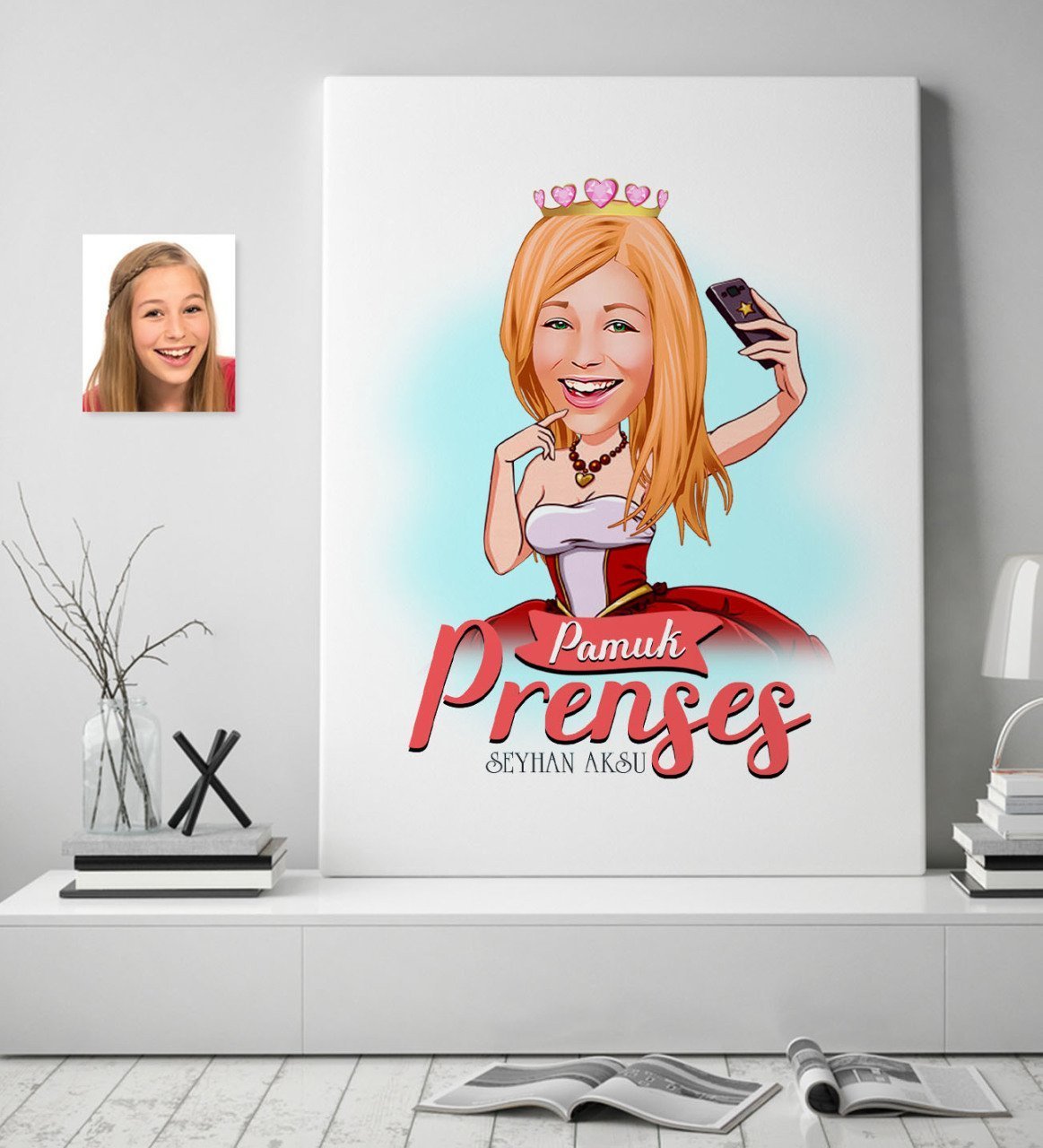 Kişiye Özel Pamuk Prenses Karikatürlü Kanvas Tablo (50 x 70 cm.) 3