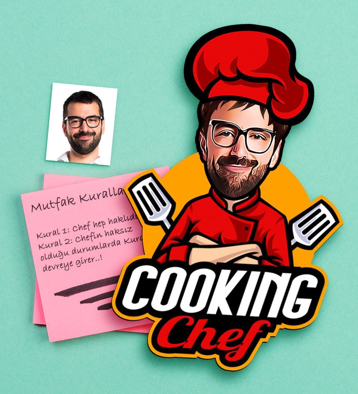 Kişiye Özel Bay Chef Karikatürlü Ahşap Magnet-11