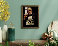 BK Home Godfather Baba Tasarımlı Doğal Masif Ahşap Çerçeveli Tablo 45x65cm-4