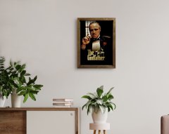 BK Home Godfather Baba Tasarımlı Doğal Masif Ahşap Çerçeveli Tablo 45x65cm-4