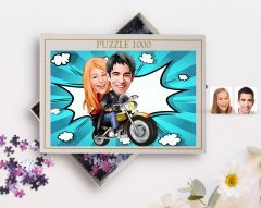 Kişiye Özel Sevgililer Karikatürlü 1000 Parça Profesyonel Puzzle-17