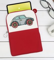 BK Gift Klasik Araç Tasarımlı Taşınabilir Koruyucu Tablet Kılıfı & Organizer Çanta - Kırmızı-4