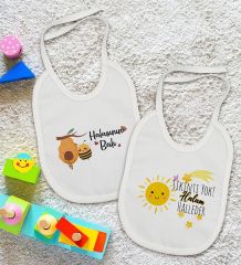 BK Kids Hala Tasarımlı 2’li Beyaz Mama Önlüğü-1