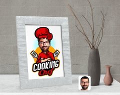 Kişiye Özel Erkek Chef Karikatürlü Dekoratif Çerçeve-11