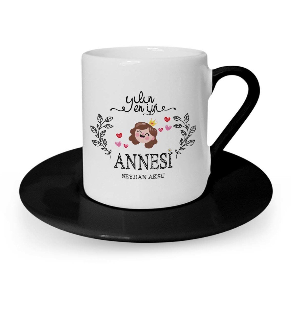 Kişiye Özel Yılın En İyi Annesi Siyah Türk Kahvesi Fincanı - 2