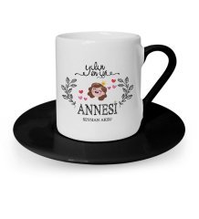 Kişiye Özel Yılın En İyi Annesi Siyah Türk Kahvesi Fincanı - 2