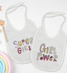 BK Kids Girl Tasarımlı 2’li Beyaz Mama Önlüğü-1