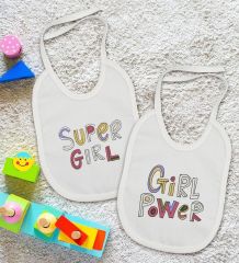 BK Kids Girl Tasarımlı 2’li Beyaz Mama Önlüğü-1