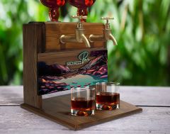 BK Gift Kişiye Özel Kabartma Manzara Tasarımlı İsimli Çift Musluklu Doğal Ahşap İçki Standı-4, İçki Standı, Doğum Günü Hediyesi, Ev Hediyesi