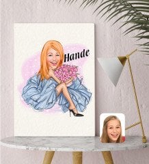 Kişiye Özel Karikatürlü Moda İkonu 7 Kanvas Tablo (30x50cm.)