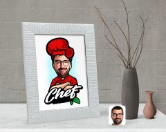 Kişiye Özel Erkek Chef Karikatürlü Dekoratif Çerçeve-10