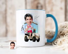 Bk Gift Kişiye Özel Golf Oyuncusu Karikatürlü Mavi Kupa Bardak-6, Sevgiliye Hediye, Arkadaşa Hediye