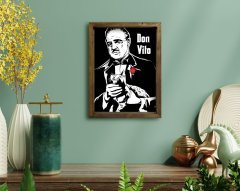 BK Home Godfather Baba Tasarımlı Doğal Masif Ahşap Çerçeveli Tablo 45x65cm-2