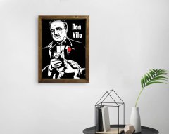 BK Home Godfather Baba Tasarımlı Doğal Masif Ahşap Çerçeveli Tablo 45x65cm-2