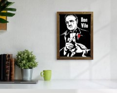BK Home Godfather Baba Tasarımlı Doğal Masif Ahşap Çerçeveli Tablo 45x65cm-2