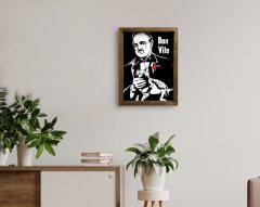 BK Home Godfather Baba Tasarımlı Doğal Masif Ahşap Çerçeveli Tablo 45x65cm-2