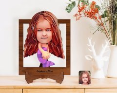 Kişiye Özel Deniz Kızı Karikatürlü Ahşap Standlı 3D Biblo-2
