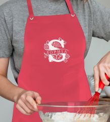 BK Gift Kişiye Özel İsimli Tasarımlı Profesyonel Kırmızı Mutfak Önlüğü, Aşçı Önlüğü, Şef Önlüğü, Arkadaşa Hediye-2