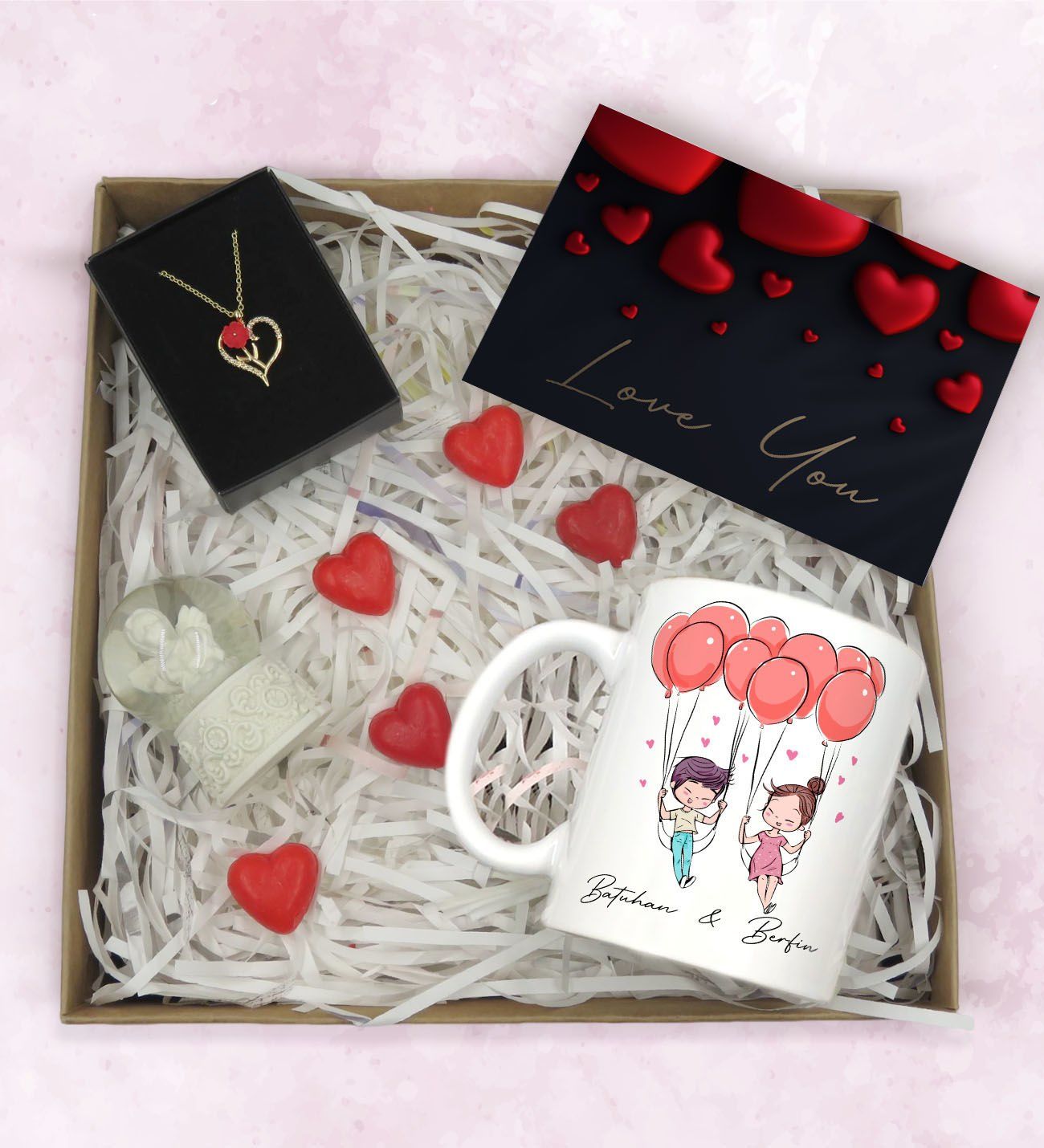 BK Gift Sevgiliye Özel Hediye Seti-4-5, Yıl Dönümü Hediyesi, İsimli Kupa, Sevgiliye Hediye, Sevgililer Günü Hediyesi