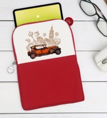 BK Gift Klasik Araç Tasarımlı Taşınabilir Koruyucu Tablet Kılıfı & Organizer Çanta - Kırmızı-2