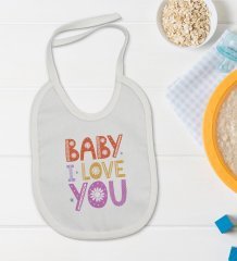 BK Kids Baby I Love You Tasarımlı Bebek Body Zıbın ve Mama Önlüğü Hediye Seti - Model 1
