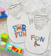 BK Kids Fun Tasarımlı 2’li Beyaz Mama Önlüğü-1