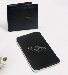 Kişiye Özel İsimli Siyah Cüzdan ve 5.000 Mah Powerbank Hediye Seti-3
