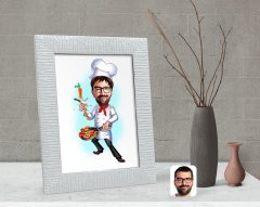 Kişiye Özel Erkek Chef Karikatürlü Dekoratif Çerçeve-1