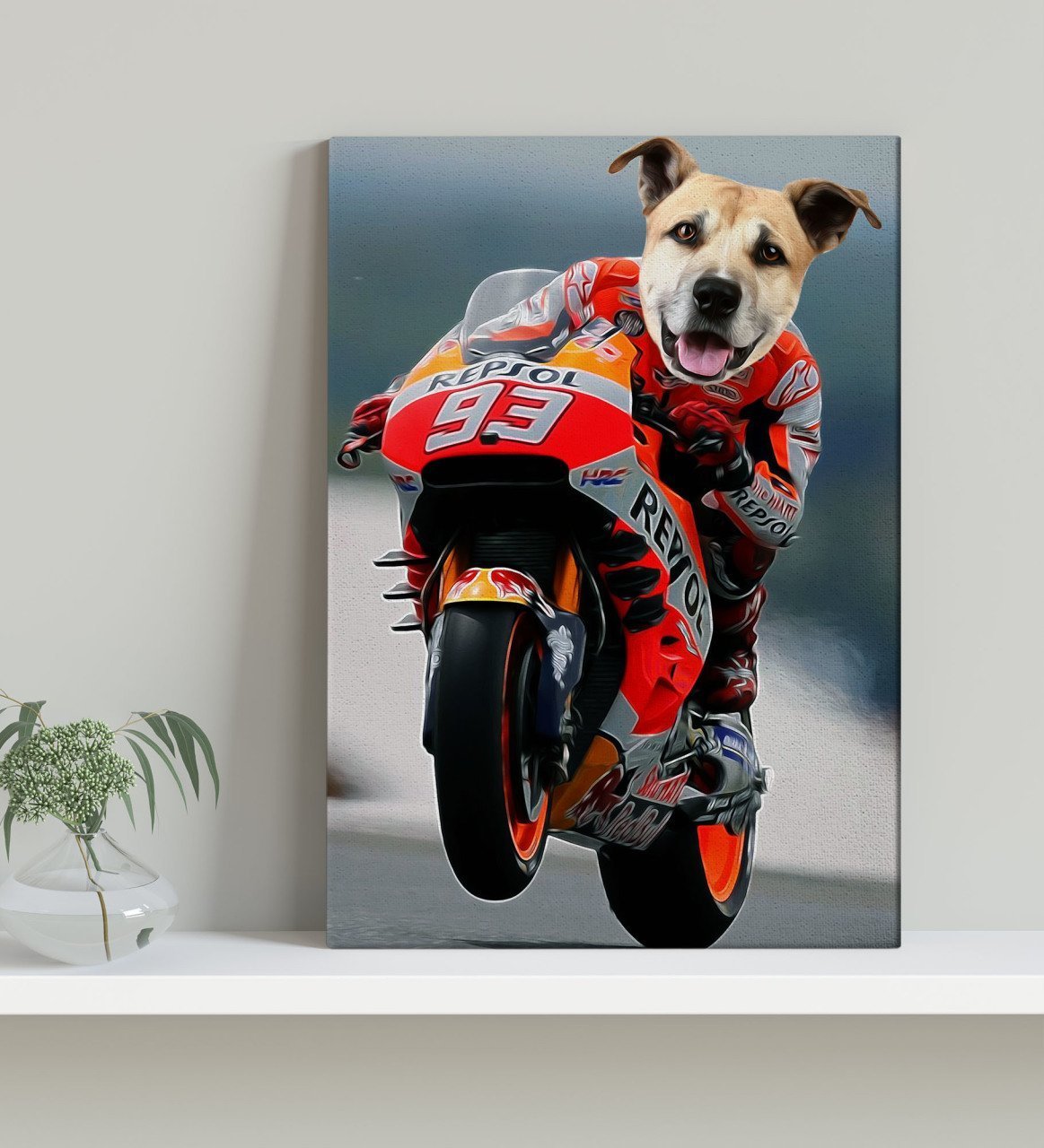 Evcil Dostlara Özel MotoGP Tasarımlı Portre Kanvas Tablo 30x50cm-1